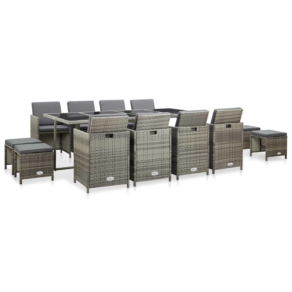 vidaXL 5-delige Tuinset met kussens poly rattan bruin