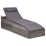 vidaXL Sun Lounger with Cushion Poly Rattan Black