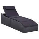 vidaXL Sun Lounger with Cushion Poly Rattan Black