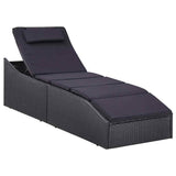 vidaXL Sun Lounger with Cushion Poly Rattan Black