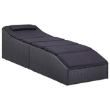 vidaXL Sun Lounger with Cushion Poly Rattan Black