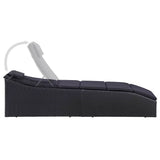 vidaXL Sun Lounger with Cushion Poly Rattan Black
