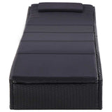 vidaXL Sun Lounger with Cushion Poly Rattan Black