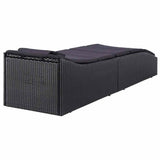 vidaXL Sun Lounger with Cushion Poly Rattan Black