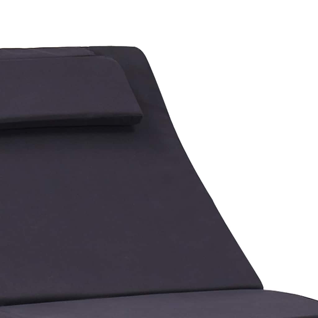 vidaXL Sun Lounger with Cushion Poly Rattan Black