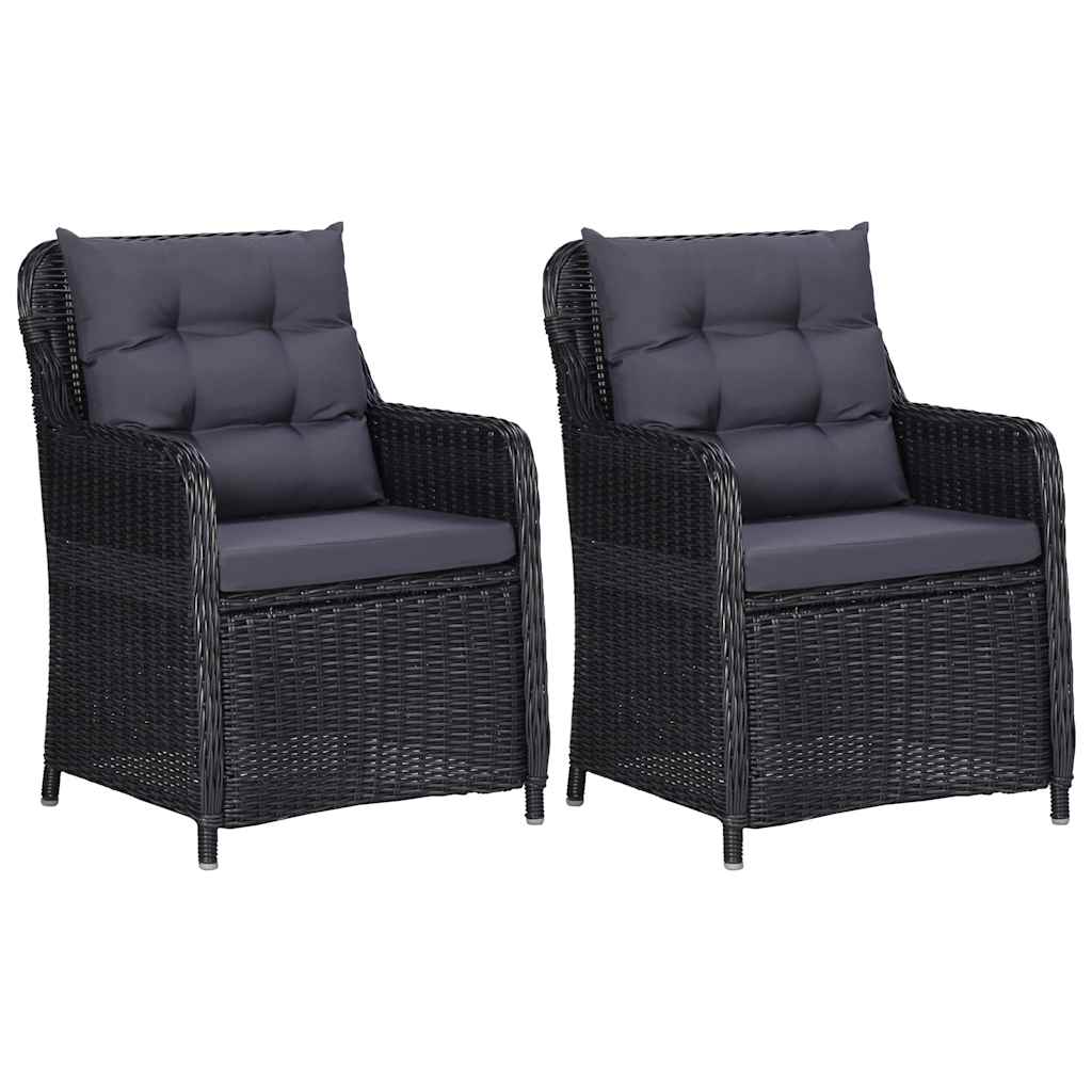vidaXL Garden Chairs 2 pcs with cushions poly rattan black