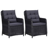 vidaXL Garden Chairs 2 pcs with cushions poly rattan black