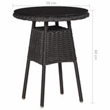 vidaXL 3-delige Bistroset met kussens poly rattan zwart