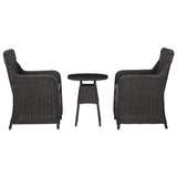 vidaXL 3-delige Bistroset met kussens poly rattan zwart