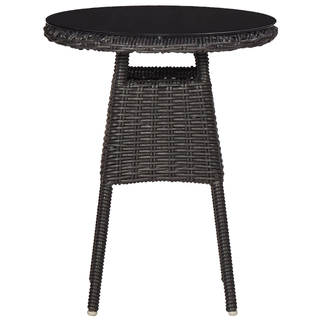 vidaXL 3-delige Bistroset met kussens poly rattan zwart