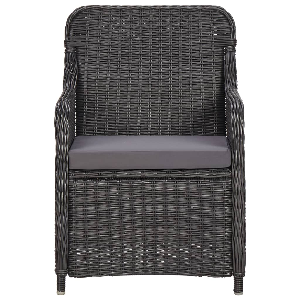 vidaXL 3-delige Bistroset met kussens poly rattan zwart