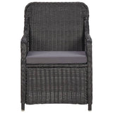 vidaXL 3-delige Bistroset met kussens poly rattan zwart