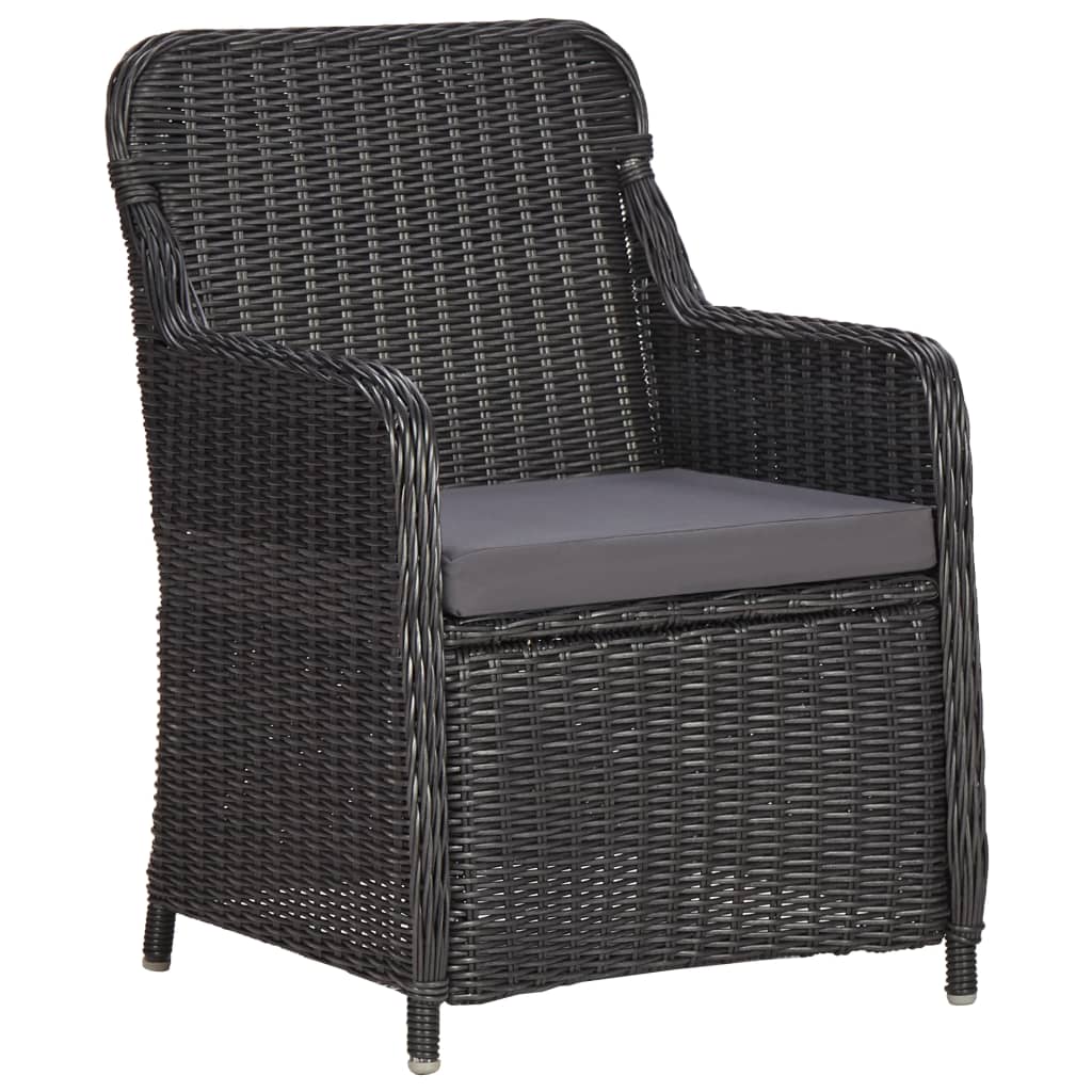 vidaXL 3-delige Bistroset met kussens poly rattan zwart