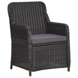 vidaXL 3-delige Bistroset met kussens poly rattan zwart