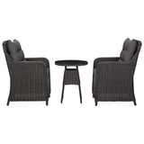 vidaXL 3-delige Bistroset met kussens poly rattan zwart