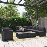 vidaXL 9-piece Poly Rattan Lounge Set with Cushions Black