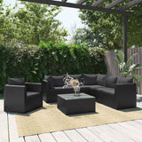 vidaXL 9-piece Poly Rattan Lounge Set with Cushions Black