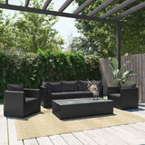 vidaXL 9-piece Poly Rattan Lounge Set with Cushions Black