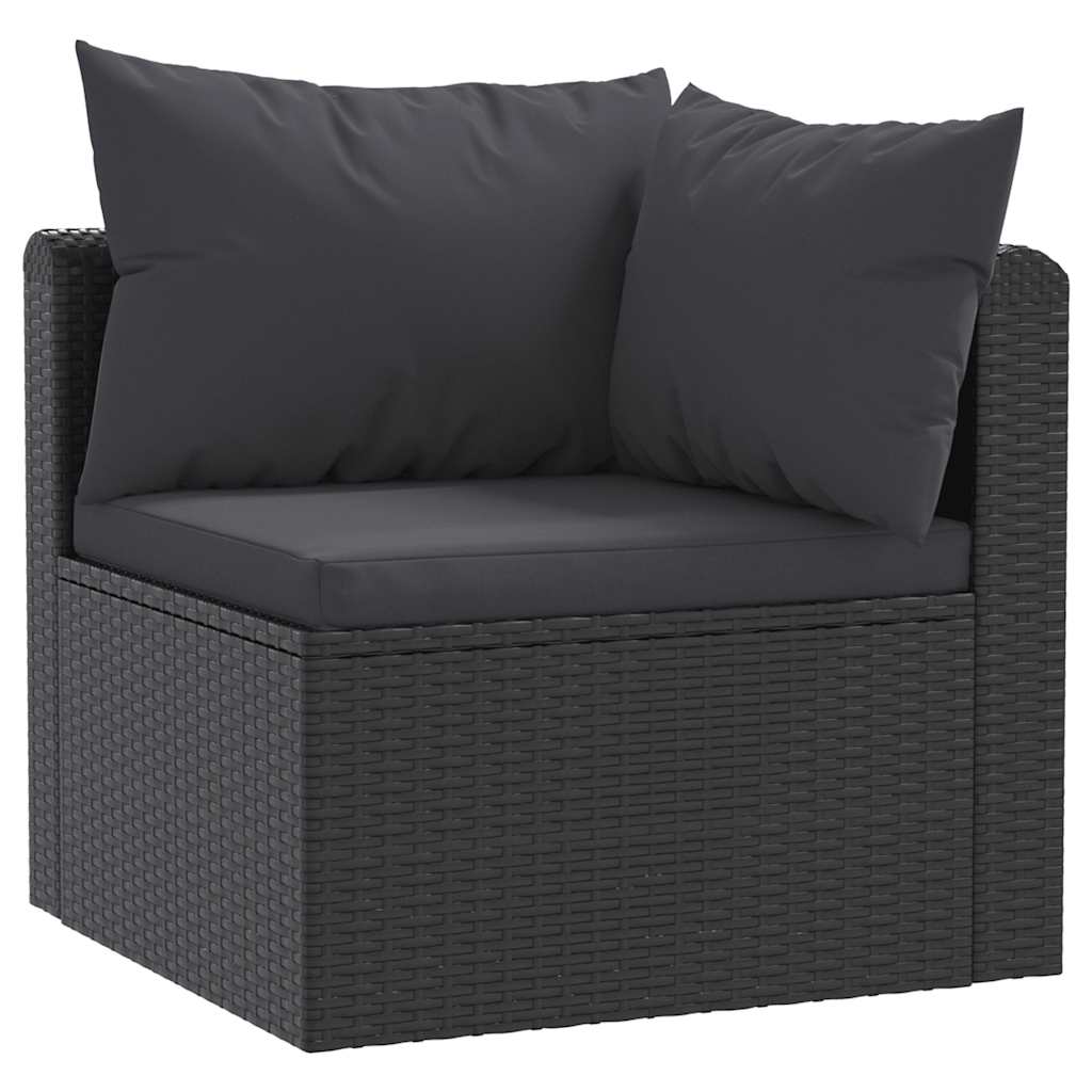 vidaXL 9-piece Poly Rattan Lounge Set with Cushions Black
