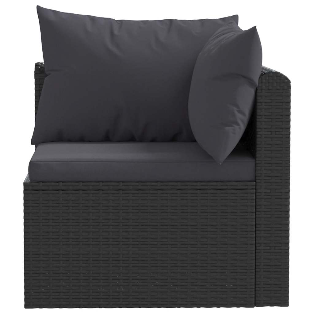 vidaXL 9-piece Poly Rattan Lounge Set with Cushions Black