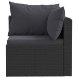vidaXL 9-piece Poly Rattan Lounge Set with Cushions Black
