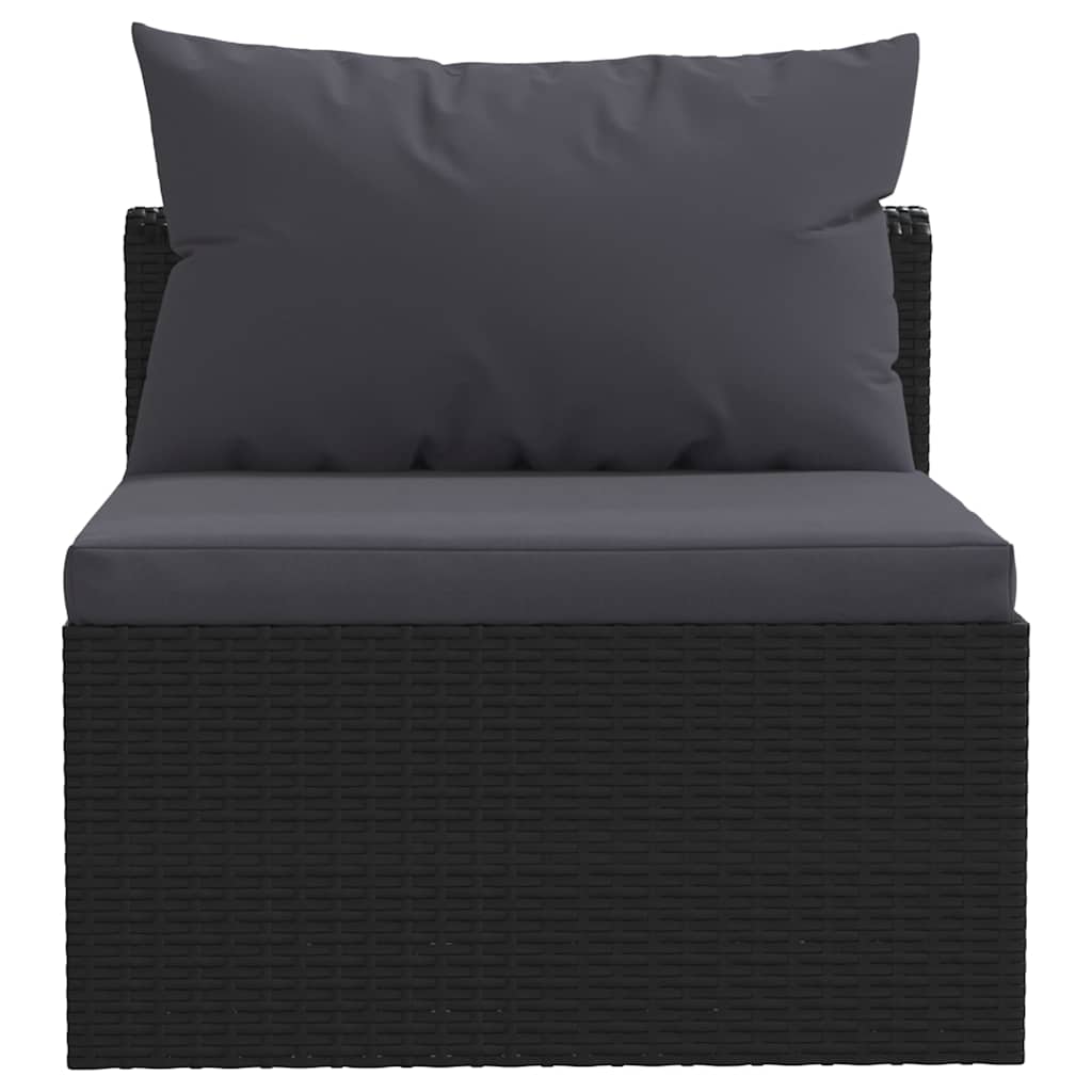 vidaXL 9-piece Poly Rattan Lounge Set with Cushions Black