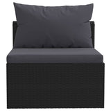 vidaXL 9-piece Poly Rattan Lounge Set with Cushions Black