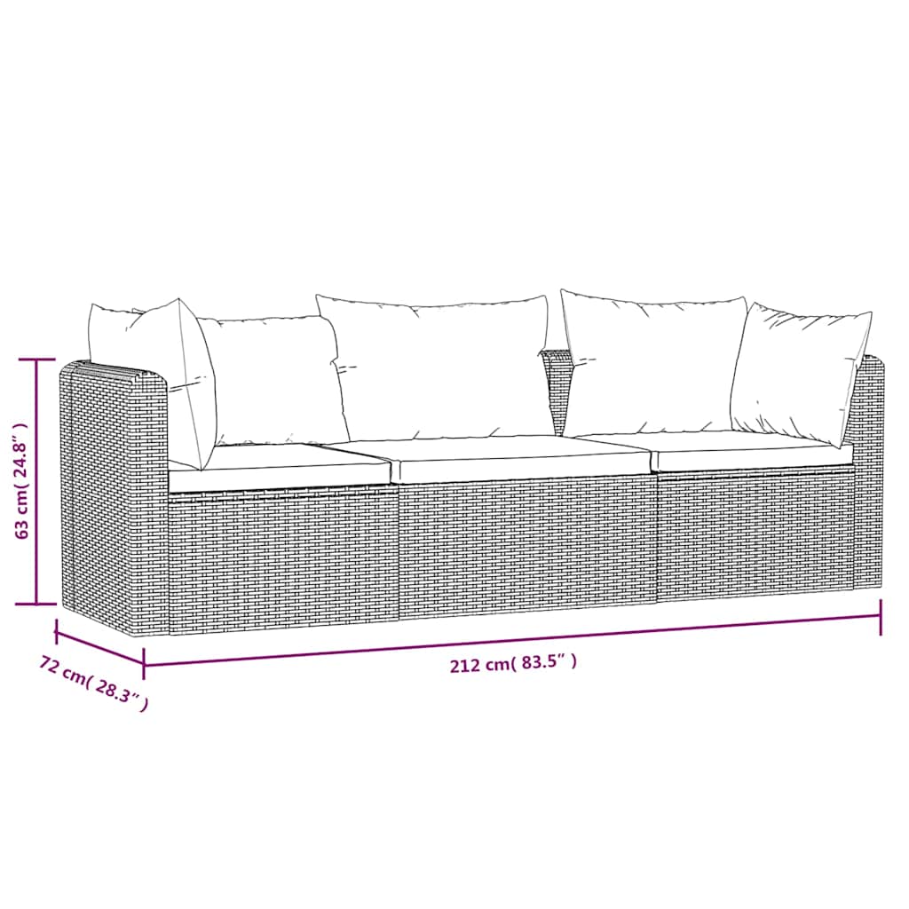 vidaXL 9-piece Poly Rattan Lounge Set with Cushions Black