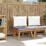 vidaXL Banquette de jardin à 2 boutons avec coussins en acacia massif