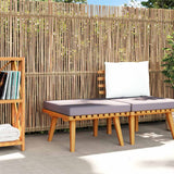 vidaXL Banquette de jardin à 2 boutons avec coussins en acacia massif