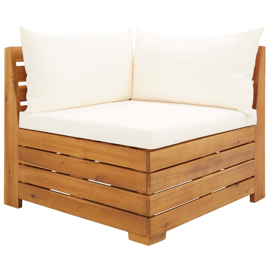 vidaXL Garden Table and Ottoman with Cushion Solid Acacia Wood
