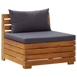 vidaXL Garden Table and Ottoman with Cushion Solid Acacia Wood