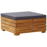 vidaXL Garden Table and Ottoman with Cushion Solid Acacia Wood