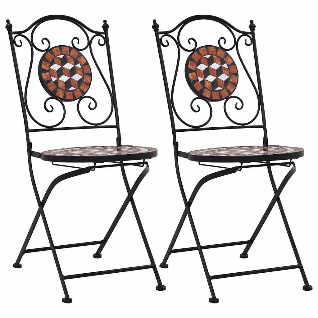 vidaXL Bistro Chairs mosaic 2 pcs ceramic brown