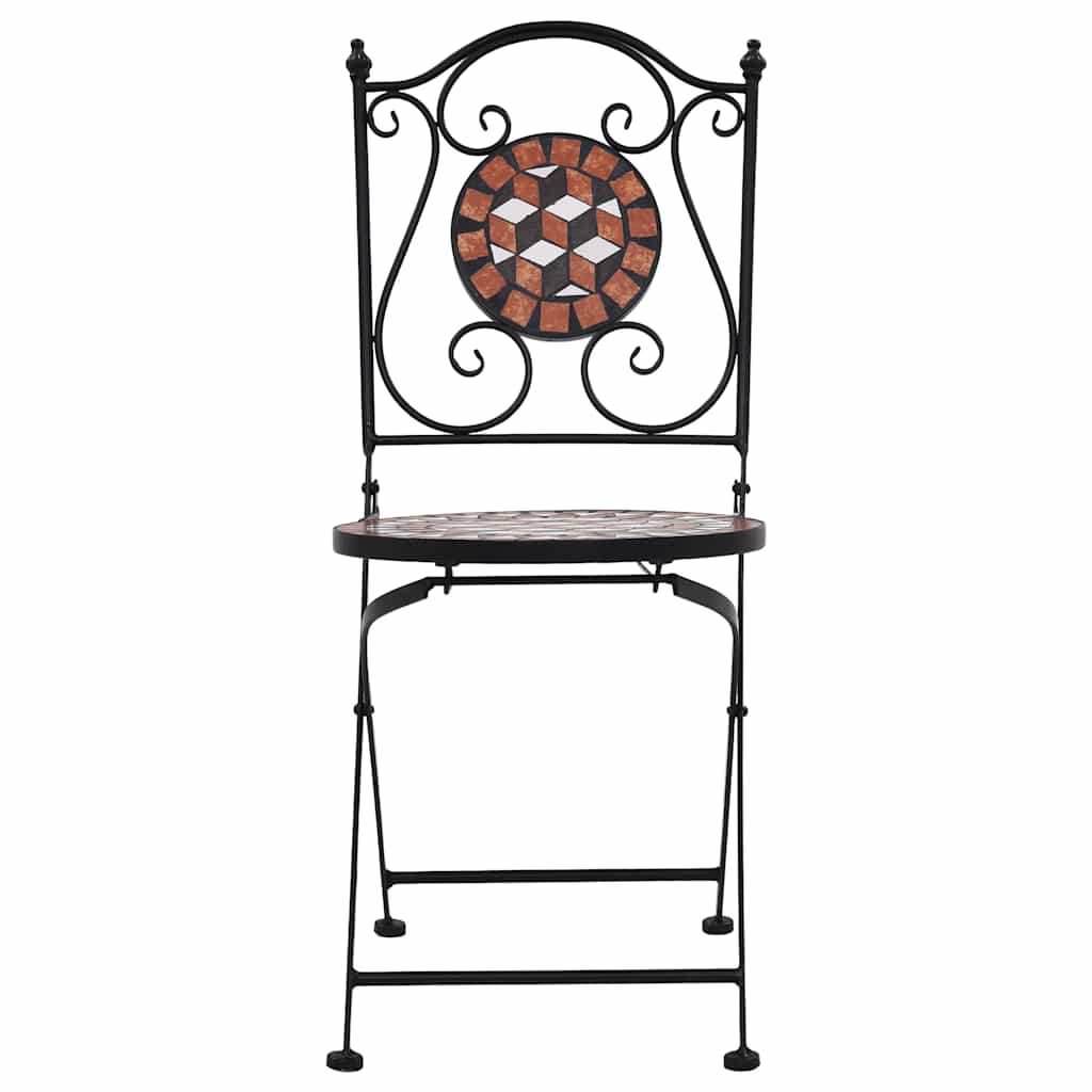 vidaXL Bistro Chairs mosaic 2 pcs ceramic brown