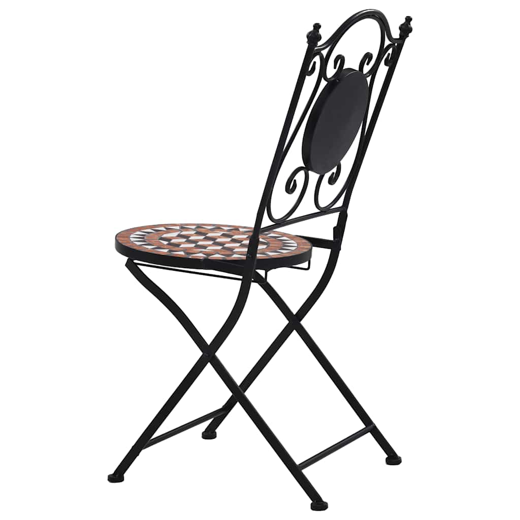 vidaXL Bistro Chairs mosaic 2 pcs ceramic brown