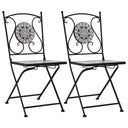 vidaXL Bistro Chairs mosaic 2 pcs ceramic brown