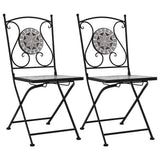 vidaXL Bistro Chairs mosaic 2 pcs ceramic brown