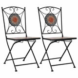 vidaXL Bistro Chairs mosaic 2 pcs ceramic brown