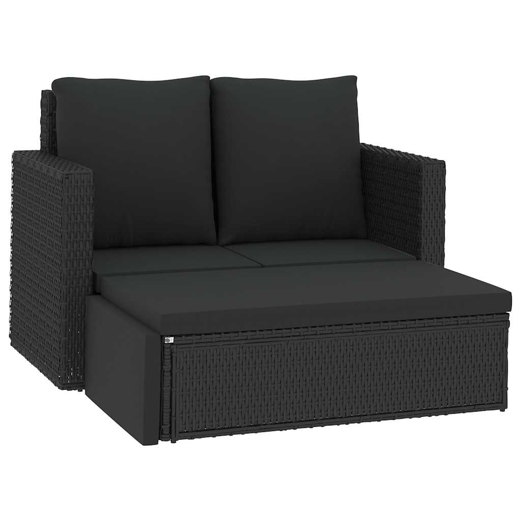 vidaXL 2-delige Loungeset met kussens poly rattan bruin
