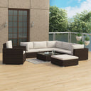 vidaXL 8-Piece Poly Rattan Lounge Set with Cushions Brown