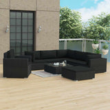 vidaXL 8-Piece Poly Rattan Lounge Set with Cushions Brown