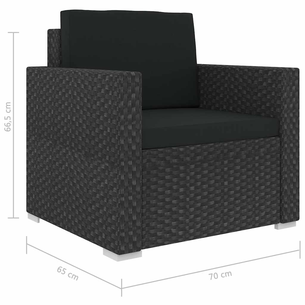 vidaXL 8-Piece Poly Rattan Lounge Set with Cushions Brown