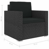 vidaXL 8-Piece Poly Rattan Lounge Set with Cushions Brown