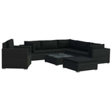 vidaXL 8-Piece Poly Rattan Lounge Set with Cushions Brown