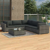 vidaXL 6-delige Loungeset met kussens poly rattan bruin