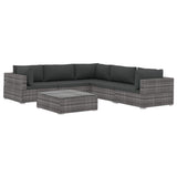 vidaXL 6-delige Loungeset met kussens poly rattan bruin