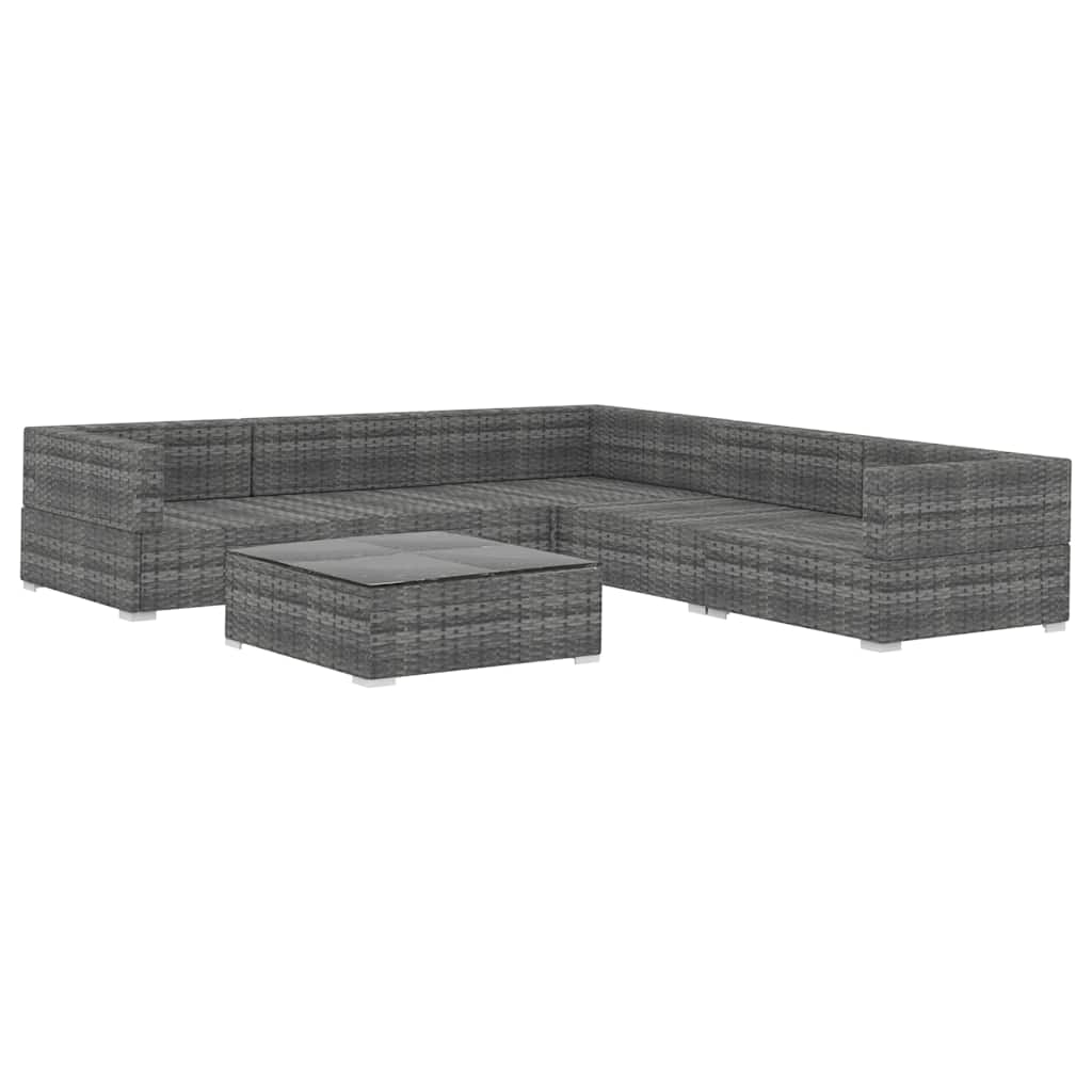 vidaXL 6-delige Loungeset met kussens poly rattan bruin