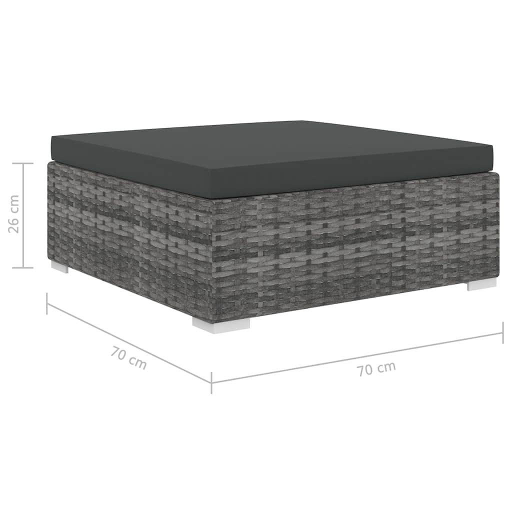 vidaXL 9-delige Loungeset met kussens poly rattan grijs