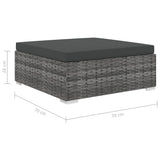 vidaXL 9-delige Loungeset met kussens poly rattan grijs
